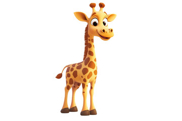 Fototapeta premium Happy Giraffe Cartoon Character on Transparent Background