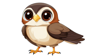 Cute Baby Falcon Cartoon Illustration Isolated on Transparent Background