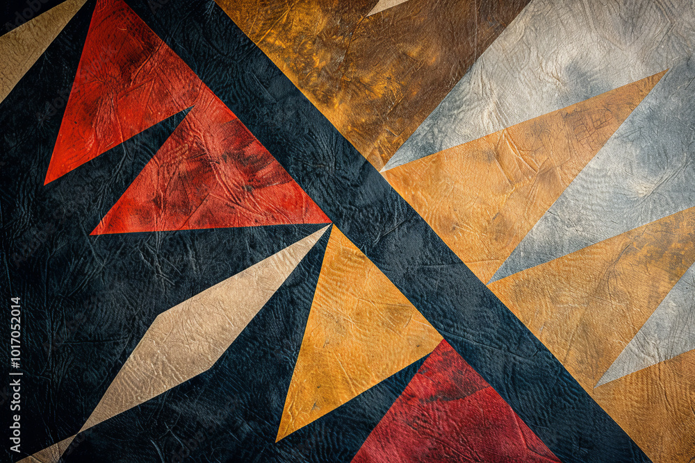 Poster a leather surface with a pattern of triangles and squares