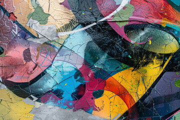 Naklejka premium A colorful graffiti with a lot of different colors and shapes