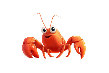 Smiling Cartoon Lobster Character Isolated for Design Projects