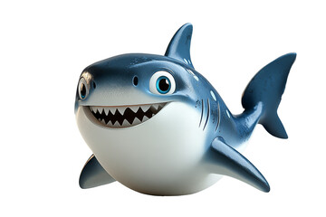 Cute Shark Cartoon Character on Transparent Background