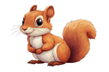 Fototapeta premium Happy Squirrel Cartoon Illustration on Transparent Background