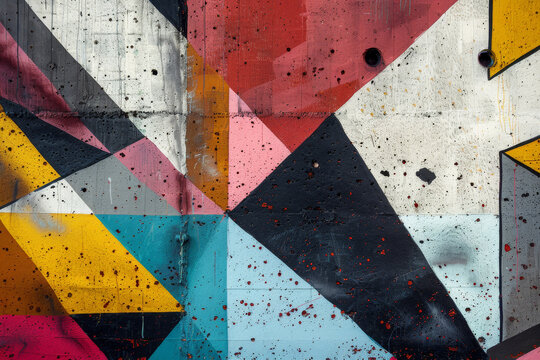 A colorful graffiti wall with a lot of different shapes and colors