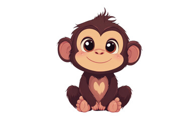 Obraz premium Happy Monkey Cartoon Illustration on Transparent Background
