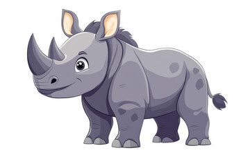 Fototapeta premium Adorable Rhino Cartoon on Transparent Background