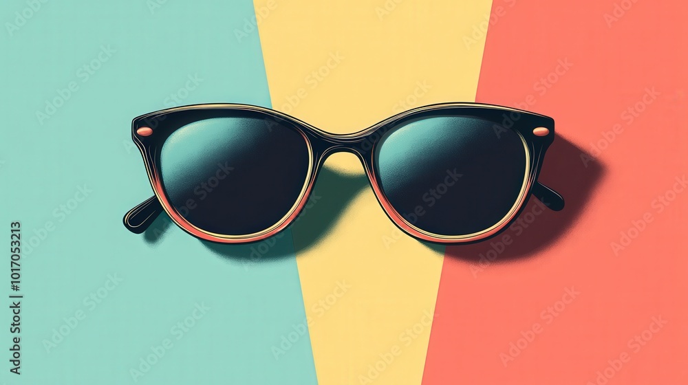 Poster retro sunglasses minimalistic graphic poster design with playful colors and simple composition for t