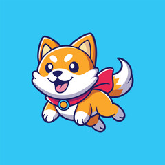 Cute Cartoon Dog With Red Bow And Collar Vector Illustration.