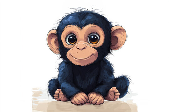 Cute Monkey Cartoon Perfect for Children&rsquo;s Books