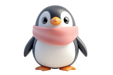Fototapeta premium Happy Penguin Cartoon Character on Transparent Background