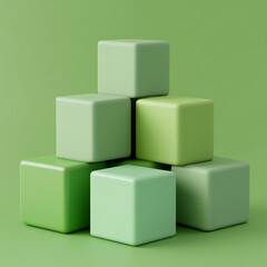 Obraz premium A pyramid of green 3 d cubes.