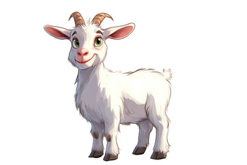 Obraz premium Adorable Goat Cartoon on Transparent Background