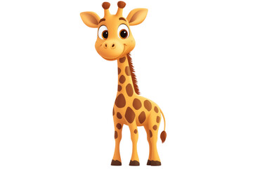Obraz premium Smiling Cartoon Giraffe Character Isolated on Transparent Background for Design Projects