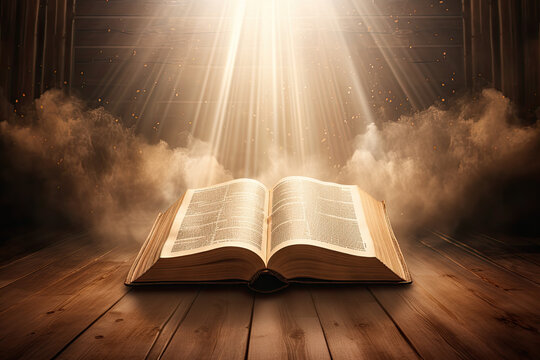 Sacred Bible with a magical light