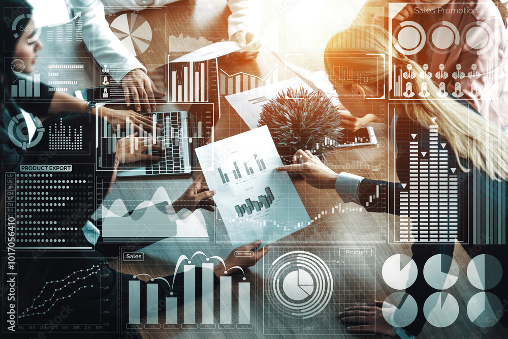 Aufkleber big data technology for business finance analytic concept. modern interface shows massive informatio
