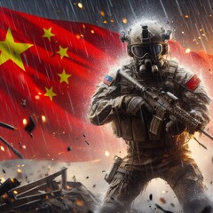 Heroic soldiers symbolizing war and peace	
