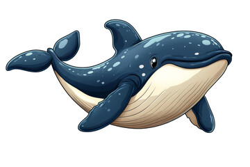 Adorable Cartoon Whale for Kids on Transparent Background