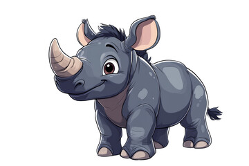 Obraz premium Joyful Rhino Cartoon Character Isolated on Transparent Background