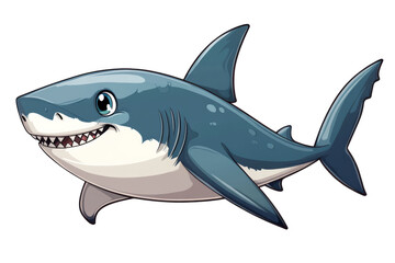 Obraz premium Adorable Shark Cartoon on Transparent Background