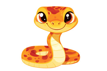 Fototapeta premium Adorable Snake Cartoon on Transparent Background