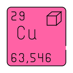 copper chemical element line icon vector. copper chemical element sign. isolated symbol illustration