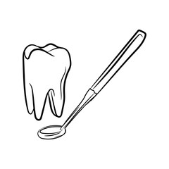 Dental illustration with tools 