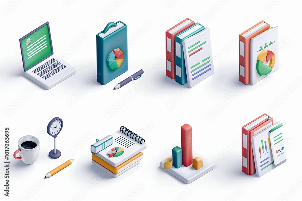 Aufkleber a stylish collection of digital devices, stationery, and documents organized thoughtfully to enhance