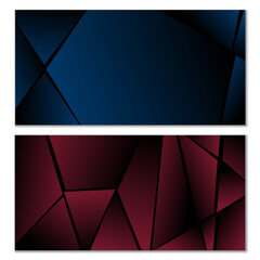 Abstract polygonal pattern. Set of two dark gradient polygonal backgrounds. Background design, cover, postcard, banner, wallpaper