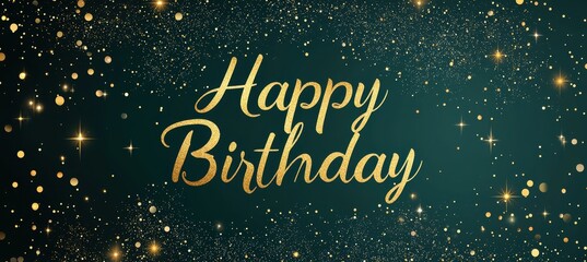 Luxurious Emerald Green and Gold Foil Happy Birthday Card Design for Elegant Celebrations