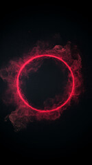 Fototapeta premium A glowing red ring in the center of a dark background.
