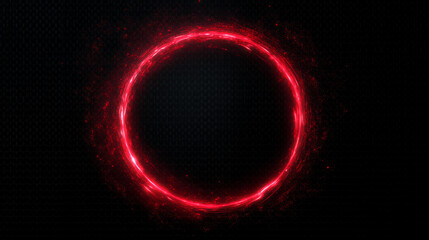 A glowing red circle on a black background with a textured pattern.