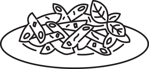 penne pasta italian food outline clipart