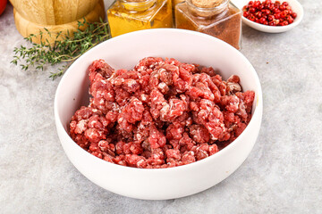 Raw beef minced meat for cooking
