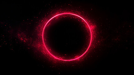 Fototapeta premium A glowing red circle with a black center, surrounded by a halo of red light.
