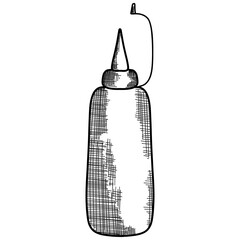 Sauce bottle vector illustration on white background, Hand drawn graphic detailed sauce bottle