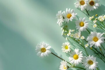 Obraz premium A Beautiful Arrangement of Daisies on a Soft Green Background