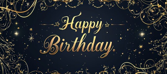 Luxurious Gold and Navy Blue Birthday Card Design for Elegant Celebrations