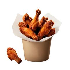 Flying Fried Chicken in Paper Bucket for Food Illustrations