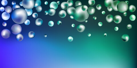 Flying metal balls of different sizes on a gradient background. creative background