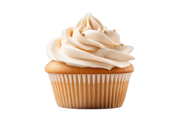 Vanilla cupcake isolated on transparent background