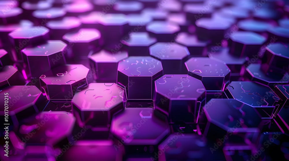 Poster vibrant hexagonal patterns with a futuristic glow