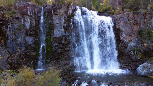 Upper Ames Waterfall, Falls, in the Southern Colorado Mountains,  America, USA.