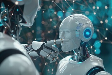 Fototapeta premium Businessman uses AI ChatGPT for global business connections.