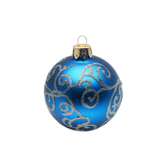 Christmas Blue Glitter Ball Isolated on Transparent Background