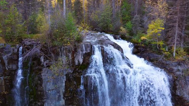 Upper Ames Waterfall, Falls, in the Southern Colorado Mountains,  America, USA.