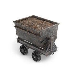 iron cart full of stones