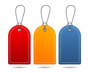Set of hanging tags icon. Price offer discount and market design. Isolated and colorful design