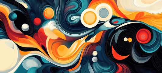 Fototapeta premium A bold and dynamic abstract illustration featuring swirling shapes and vibrant colors