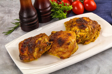 Roasted chicken thighs  with spices