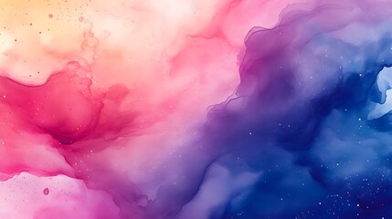 Fototapeta premium Abstract watercolor background with vibrant colors in pink, orange, blue and white hues.
